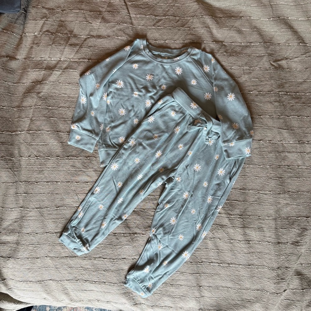 Blue jogger set with floral pattern